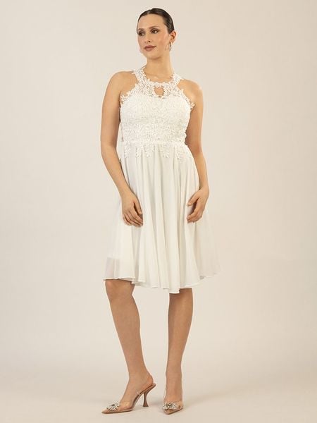 APART Sukienka w kolorze białym rozmiar: 36. Białe sukienki Apart, bez wzorów, z koronki, bez kołnierzyka, bez ramiączek, midi. Za 153.34 zł.