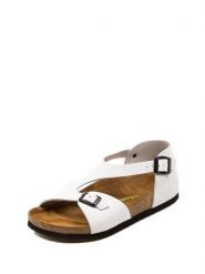 Comfortfusse Skórzane sandały w kolorze białym rozmiar: 36. Białe sandały Comfortfüße, bez wzorów, z nubiku, klasyczne, z otwartym noskiem, bez obcasa, bez zapięcia. Za 252.99 zł.