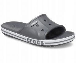 Klapki Dla Dorosłych Crocs Bayaband Slide. Białe klapki Crocs, bez wzorów, z materiału, bez obcasa, bez zapięcia. Za 119.99 zł.