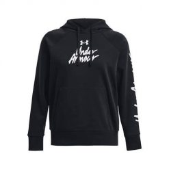 Bluza treningowa damska Under Armour Ua Rival Fleece Graphic Hdy. Czarne bluzy Under Armour, xs, bez wzorów, sportowe, bez ramiączek, z kapturem. Za 372.00 zł.