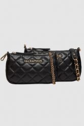 VALENTINO Podwójna czarna torebka Ocarina Crossbody. Czarne kopertówki Valentino by Mario Valentino, bez wzorów, małe, bez dodatków. W wyprzedaży za 341.99 zł.