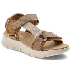 Sandały damskie Artiker, cholewka z materiału tekstylnego regulowane paski z zapięciem na rzep, brązowe, 58C1231. Brązowe sandały Artiker, bez wzorów, bez obcasa, bez zapięcia. Za 169.00 zł.