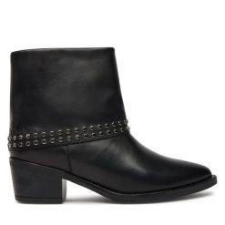 Botki Tamaris. Czarne botki Tamaris, bez wzorów, bez obcasa, na słupku, bez zapięcia. Za 259.99 zł.