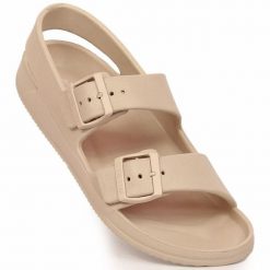 Sandały Big Star W LL274746 INT1836C beżowy. Brązowe sandały bez wzorów, z materiału, retro, bez obcasa, bez zapięcia. Za 162.54 zł.