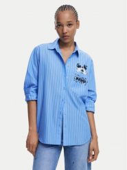 Desigual Koszula Mickey 25WWCW19 Niebieski Oversize. Niebieskie koszule Desigual, xs, bez wzorów, z bawełny, bez kołnierzyka, bez ramiączek. Za 427.46 zł.