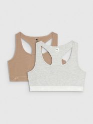 4F Biustonosz bawełniany z niskim wsparciem (2-pack) damski - multikolor L. Biustonosze sportowe 4f, bez wzorów, z bawełny. Za 79.99 zł.