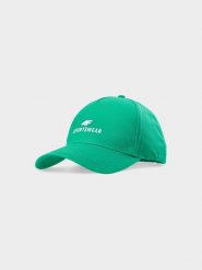 4F Czapka z daszkiem strapback uniseks - zielona L/XL. Zielone czapki z daszkiem 4f, na lato, bez wzorów, z bawełny, klasyczne. W wyprzedaży za 29.99 zł.