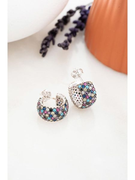 Heliophilia Srebrne kolczyki-półkreole z cyrkoniami rozmiar: onesize. Szare kolczyki Heliophilia, z cyrkonią, srebrne. Za 217.99 zł.