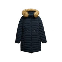 Parka dla kobiet Superdry Fuji. Niebieskie płaszcze Superdry, na zimę, bez wzorów, bez kaptura. Za 633.05 zł.