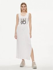 Liu Jo Sukienka dzianinowa VA4140 JS360 Biały Regular Fit. Białe sukienki Liu Jo, s, bez wzorów, z dzianiny, bez kołnierzyka, bez ramiączek. Za 229.99 zł.