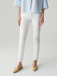 OPUS Dżinsy "Enja" - Slim fit - w kolorze białym rozmiar: 42/L30. Białe jeansy Opus, l, bez wzorów, klasyczne, z podwyższonym stanem. Za 214.95 zł.