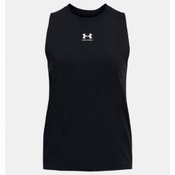 Top damski Under Armour Campus Muscle Tank. Czarne topy Under Armour, s, bez wzorów, bez kołnierzyka, bez ramiączek. Za 94.99 zł.