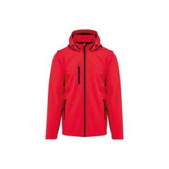 Kurtka 3-warstwowa z kapturem i odpinanymi rękawami Kariban Softshell. Czerwone kurtki KARIBAN, m, bez wzorów, z elastanu, z kapturem. Za 337.00 zł.