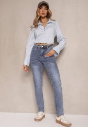 Jasnoniebieskie Jeansy Skinny Regular Waist Galoriela. Niebieskie jeansy Renee, l, bez wzorów, z jeansu, biznesowe. W wyprzedaży za 55.99 zł.