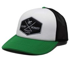 Czapka Trucker z wypełnieniem / Uniwersalny rozmiar (Czarny/Zielony). Zielone czapki z daszkiem SURF MONKEY, z aplikacjami, z poliesteru, sportowe. Za 159.95 zł.