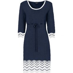 Sukienka dzianinowa bonprix ciemnoniebiesko-kremowy. Sukienki marki Marie Zélie. Za 49.99 zł.