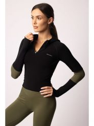 Spaio Bluza sportowa "Adapt" w kolorze czarno-oliwkowym rozmiar: M. Brązowe bluzy z kapturem Spaio, m, bez wzorów, z materiału, bez kaptura, outdoorowe. Za 154.07 zł.
