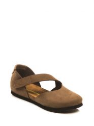 Comfortfusse Skórzane baleriny w kolorze jasnobrązowym rozmiar: 38. Brązowe baleriny Comfortfüße, bez wzorów, z nubiku, z okrągłym noskiem, bez obcasa, bez zapięcia. Za 218.05 zł.