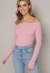Różowa Bawełniana Bluzka z Otworem na Kciuk Terwiwi. Czerwone bluzki Born2be, m, bez wzorów, z bawełny, bez kołnierzyka, bez ramiączek. Za 59.99 zł.