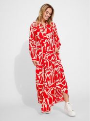 ONLY Sukienka koszulowa Helena 15315463 Czerwony Loose Fit. Czerwone sukienki ONLY, s, bez wzorów, z syntetyku, bez kołnierzyka, bez ramiączek, koszulowe. Za 179.99 zł.