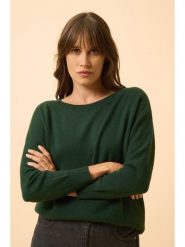 Just Cashmere Kaszmirowy sweter "Rebecca" w kolorze ciemnozielonym rozmiar: M. Zielone swetry Just Cashmere, m, bez wzorów, z kaszmiru, bez ramiączek. Za 352.43 zł.