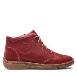 Botki Josef Seibel. Czerwone botki Josef Seibel, bez wzorów, bez obcasa, na płaskiej podeszwie, bez zapięcia. Za 369.99 zł.