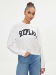 Replay Bluza W3104.000.23591 Biały Regular Fit. Białe bluzy Replay, xl, bez wzorów, z bawełny, bez kaptura. Za 239.99 zł.