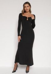 Czarna Koktajlowa Sukienka z Wiskozą i Metaliczną Ozdobą Refare. Czarne sukienki Born2be, na imprezę, s, z aplikacjami, z wiskozy, eleganckie, bez kołnierzyka, bez ramiączek, maxi. Za 129.99 zł.
