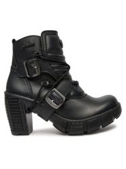 NEW ROCK Botki M-TRCASCO004-V2 Czarny. Czarne botki NEW ROCK, bez wzorów, ze skóry, rockowe, bez obcasa, na słupku, bez zapięcia. Za 769.99 zł.
