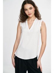 Nife Bluzka w kolorze kremowym rozmiar: 42. Brązowe bluzki Nife, bez wzorów, z wiskozy, bez kołnierzyka, bez ramiączek. Za 121.51 zł.