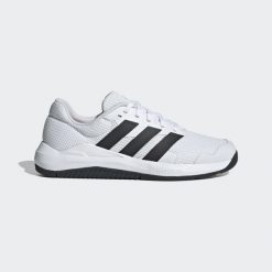 Buty fitness damskie ADIDAS Dropset. Białe buty treningowe adidas, bez wzorów, z meshu, bez zapięcia, na fitness i siłownię. Za 289.99 zł.