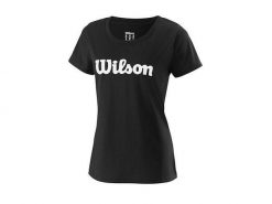 Damska koszulka z grafiką Wilson. Czarne t-shirty sportowe Wilson, l, bez wzorów, z materiału, bez ramiączek, na fitness i siłownię. Za 163.50 zł.