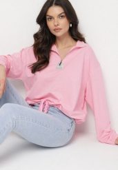 Różowa Bluza z Bawełną i Suwakiem Ściągana Sznurkami Felasa. Czerwone bluzy Born2be, na wiosnę, l, bez wzorów, z bawełny, casualowe, bez ramiączek, bez kaptura. W wyprzedaży za 59.49 zł.