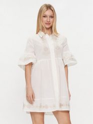 Iconique Sukienka letnia Sandra IC24-015 Biały Regular Fit. Białe sukienki Iconique, m, bez wzorów, z bawełny, bez kołnierzyka, bez ramiączek. Za 319.99 zł.