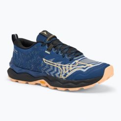 Buty do biegania damskie Mizuno Wave Daichi 8. Niebieskie buty do biegania Mizuno, bez wzorów, z materiału, bez zapięcia, do biegania, mizuno wave. Za 369.99 zł.