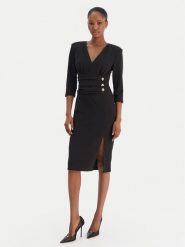 Rinascimento Sukienka koktajlowa CFC0020161002 Czarny Slim Fit. Czarne sukienki Rinascimento, l, bez wzorów, z syntetyku, wizytowe, bez kołnierzyka, bez ramiączek. Za 579.99 zł.