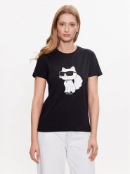 KARL LAGERFELD T-Shirt Ikonik 2.0 Choupette 230W1703 Czarny Regular Fit. Czarne t-shirty KARL LAGERFELD, xs, bez wzorów, z bawełny, bez kołnierzyka, bez ramiączek. Za 199.99 zł.