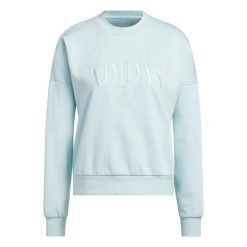 Bluza damska adidas Cozy Holiday. Niebieskie bluzy adidas, bez wzorów, wizytowe, bez ramiączek, bez kaptura. Za 272.50 zł.