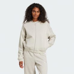Kurtka Essentials Contemporary Logo Bomber. Brązowe kurtki adidas, xl, bez wzorów, z dresówki, sportowe, bez kaptura. Za 279.00 zł.