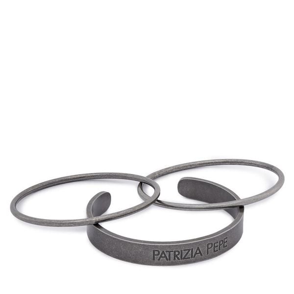 Zestaw bransoletek Patrizia Pepe. Szare bransoletki Patrizia Pepe, srebrne. Za 339.99 zł.