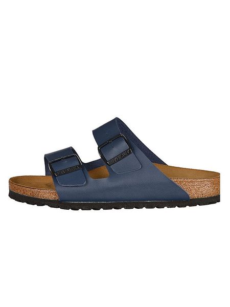 Birkenstock Klapki "Arizona" w kolorze granatowym rozmiar: 38. Niebieskie klapki Birkenstock, bez wzorów, klasyczne, bez obcasa, bez zapięcia. Za 303.78 zł.