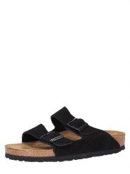 Birkenstock Skórzane klapki "Arizona" w kolorze czarnym rozmiar: 36. Czarne klapki Birkenstock, bez wzorów, ze skóry, klasyczne, z otwartym noskiem, bez obcasa, bez zapięcia. Za 372.01 zł.