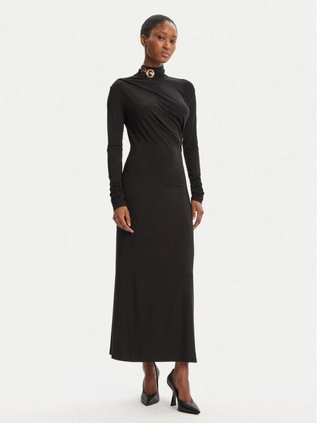 Simona Corsellini Sukienka wieczorowa A25CPAB00601 Czarny Slim Fit. Czarne sukienki SIMONA CORSELLINI, bez wzorów, z wiskozy, wizytowe, bez kołnierzyka, bez ramiączek. Za 789.99 zł.