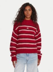 Tommy Jeans Sweter Badge DW0DW21679 Czerwony Relaxed Fit. Czerwone swetry Tommy Jeans, xxs, bez wzorów, z jeansu, bez ramiączek. Za 399.99 zł.