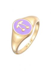 Elli Damski Signet wiśnia lila z emalią w pozłacanym srebrze 925 Sterling Silver Pierścionki 1 ct. Szare pierścionki Elli, pozłacane. Za 293.99 zł.