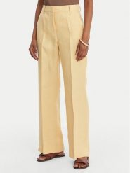 Weekend Max Mara Spodnie materiałowe Malizia 2615131112 Żółty Straight Fit. Żółte spodnie materiałowe Weekend Max Mara, bez wzorów, ze lnu. Za 1,049.00 zł.