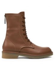 Max Mara Botki Urbancombact 24247960316 Brązowy. Brązowe botki Max Mara, bez wzorów, ze skóry, bez obcasa, na płaskiej podeszwie, bez zapięcia. Za 2,459.00 zł.