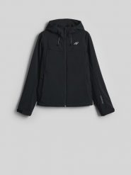4F Kurtka softshell wiatroodporna damska - czarny XS. Czarne kurtki 4f, xs, bez wzorów, z softshellu, bez kaptura. Za 299.99 zł.