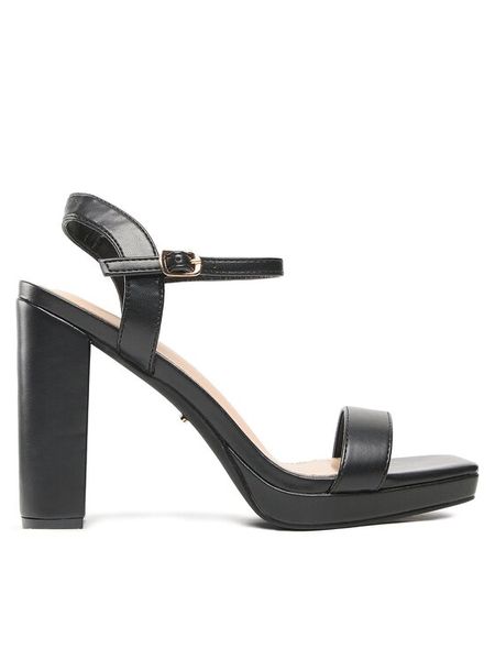 DeeZee Sandały KL-F3613-2 Czarny. Czarne sandały DeeZee, bez wzorów, ze skóry, bez obcasa, na słupku, bez zapięcia. Za 125.99 zł.