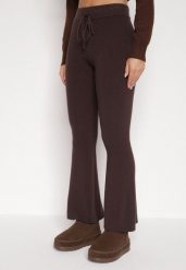 Brązowe Spodnie Dzwony z Dzianiny z Wiskozą Zetiva. Brązowe spodnie materiałowe Born2be, bez wzorów, z dzianiny. Za 129.99 zł.